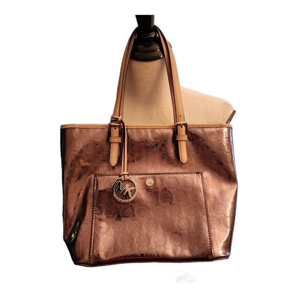 Michael Kors Patent Logo Monogram Tote Bag - Picture 1 of 9